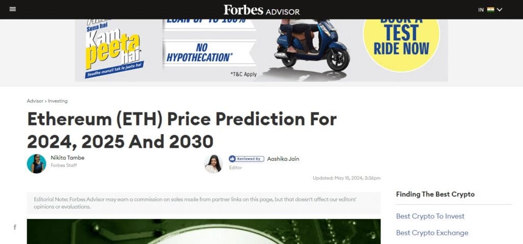 10 Best Crypto Prediction Sites in 2024 9 Forbes Ethereum Price Prediction