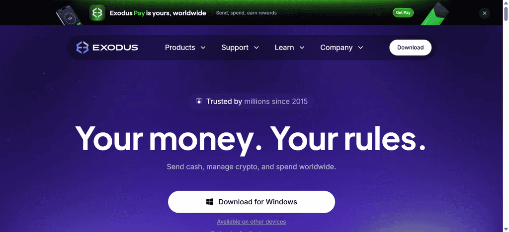 Exodus has a crypto wallet for self-custody that works in Belgium
