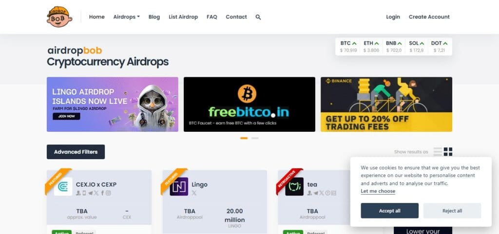 10 Best Cryptocurrency Airdrop Review Platform 6 AirDropBob