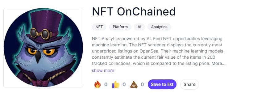 10 Best NFT Research Tools for Finding High-Quality NFTs 8 NFTOnchained NFT Research Tools for Finding High-Quality NFTs