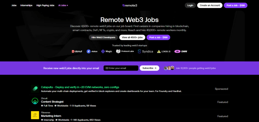 10 Top Web3 Job Lists: Read Our Full Review 4 Remote3 Web3 Job List