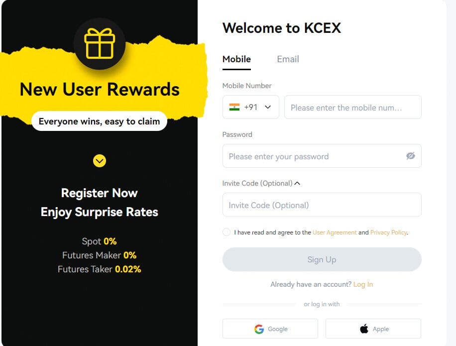 How to Sign Up on KCEX Exchange?