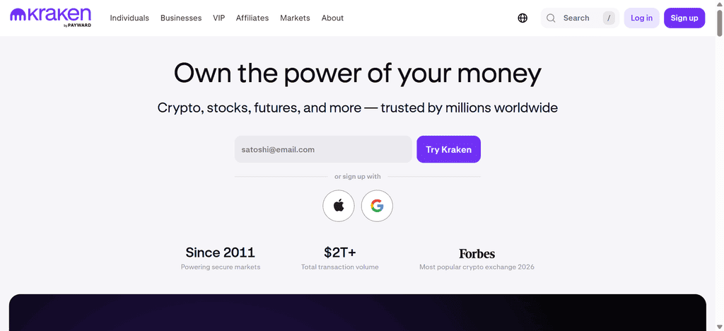 Kraken, a cryptocurrency exchange and mobile app