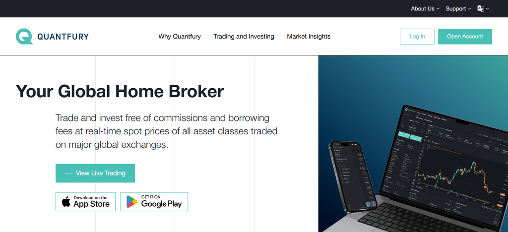 Quantfury lets you trade cryptocurrency, stocks, ETFs, and commodities