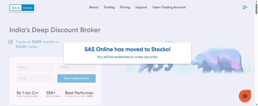 SAS Online is an Indian stock broker that operates on a discount model