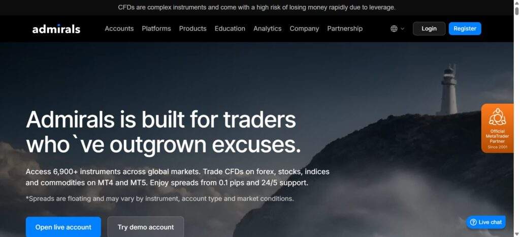 As a global broker, Admirals includes Admiral Markets 