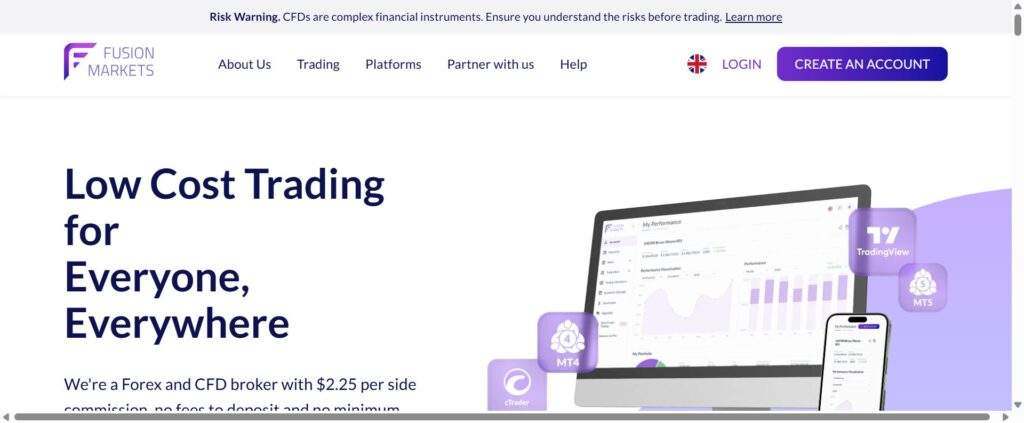 Fusion Markets is a forex and CFD broker