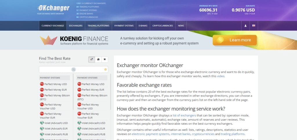 BestChange: The Ultimate Exchange Rate Monitoring Service 8 Okchanger.com Alternative to BestChange
