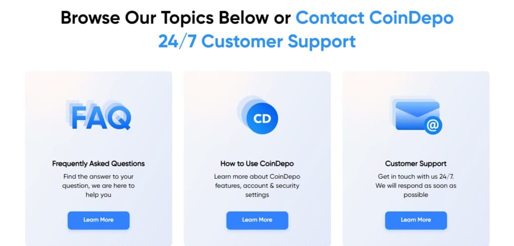 CoinDepo Customer Security Tools