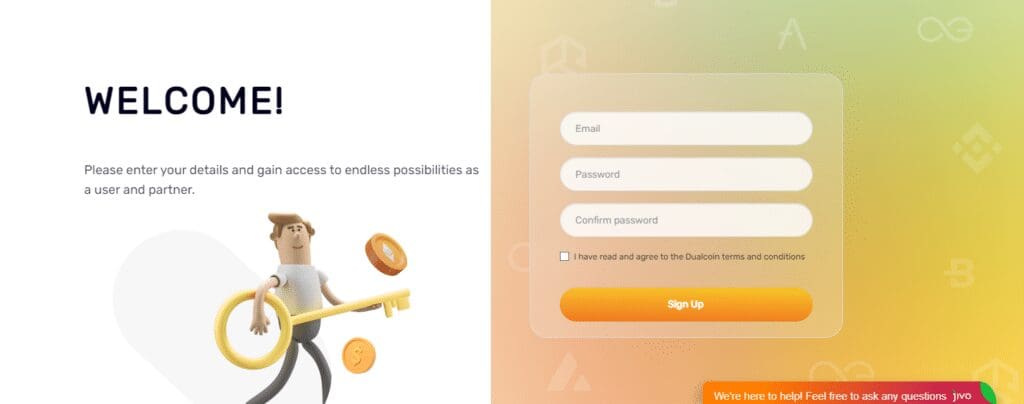 Dualcoin Exchange Review 2024: Features, Fees, and Security Overview 3 Click on Sign Up