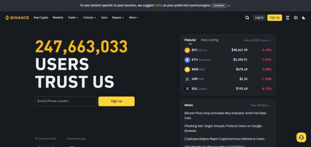 Binance  Mudrex Exchange Alternatives In India