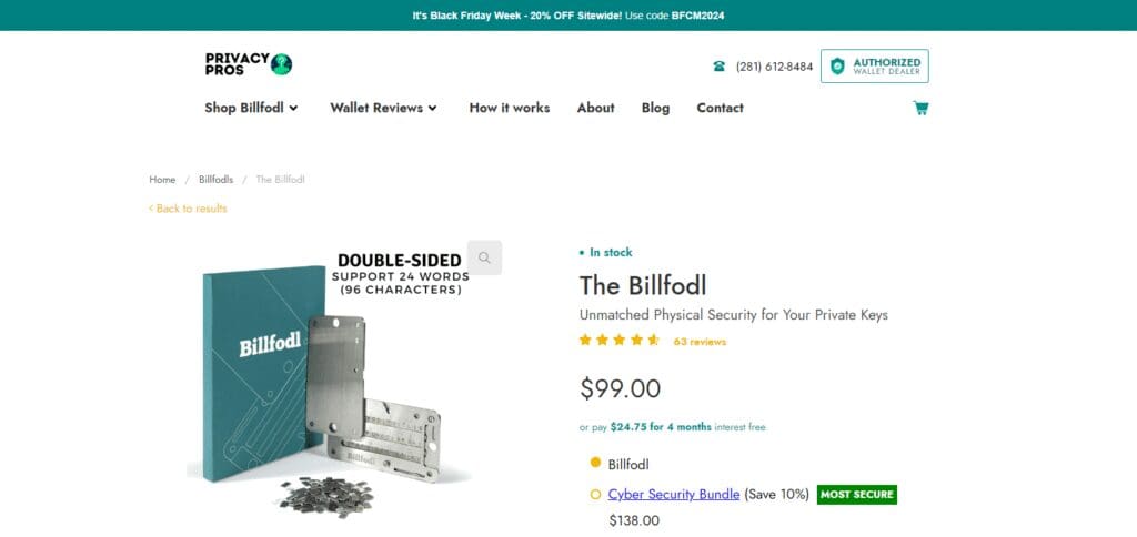 Privacy Pros Billfodl Crypto Steel Wallets for Seed Storage