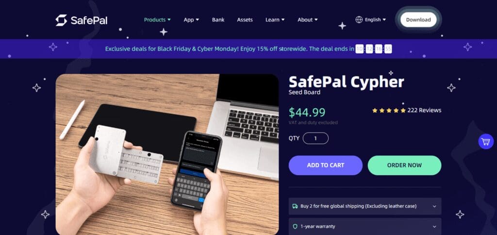 SafePal Cypher Seed Board Crypto Steel Wallets for Seed Storage