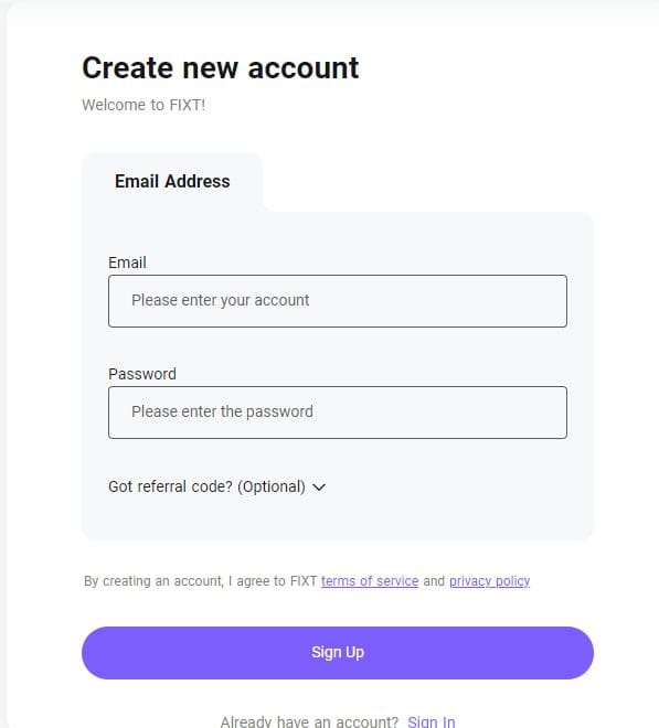 FIXT Exchange Review 2024: Features, Fees, and Security Overview 3 Click on the “Sign Up” or Register button