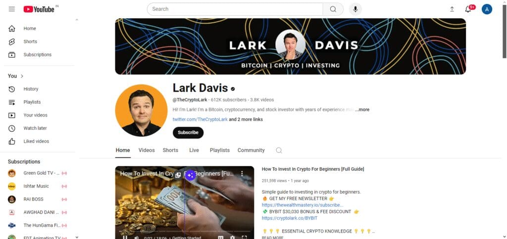 10 Best Crypto YouTube Channels In USA 4 Lark Davis Crypto Youtube Channel In USA