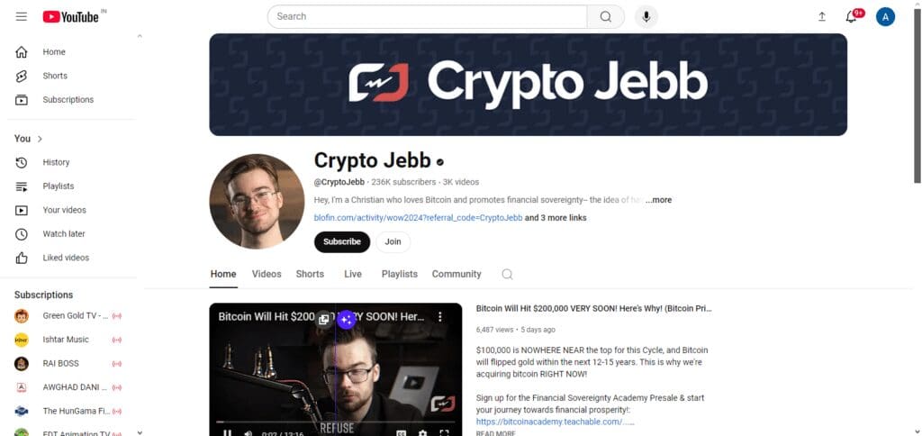 10 Best Crypto YouTube Channels In USA 5 Crypto Jebb Crypto Youtube Channel In USA