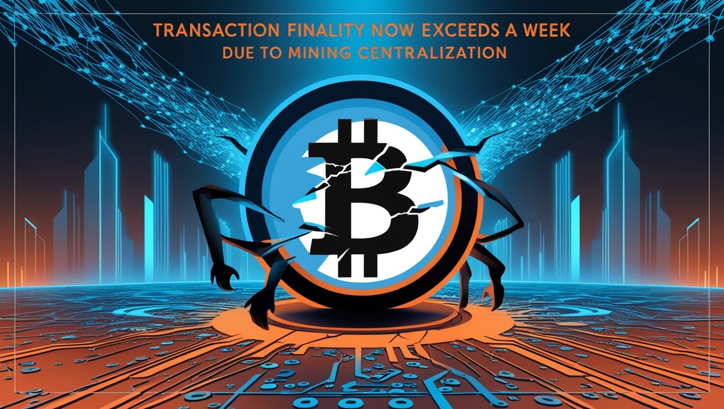 Bitcoin Transaction Finality Now Exceeds a Week Due to Mining Centralization