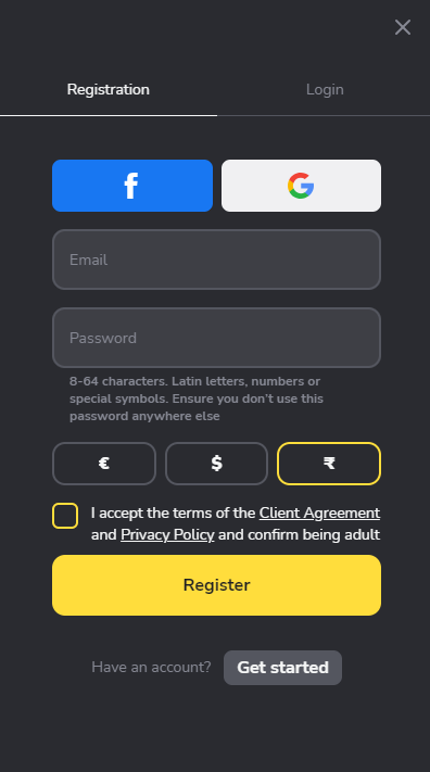 Sign In / Register An Account.
