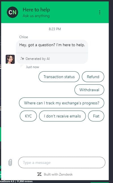 Changenow Crypto Exchange Review 2025: Features, Fees, and Security Overview 9 Changenow Crypto Customer Support