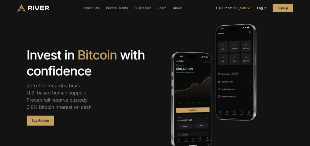Step 1: Visit River Bitcoin Website Or App