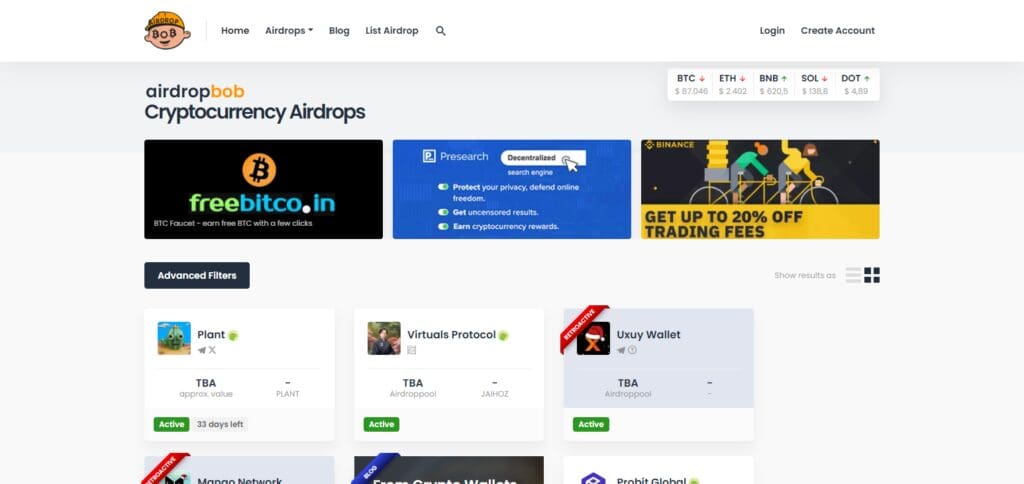 9 Best Crypto Airdrop Calendars | Stay Updated on Free Airdrops 7 AirDropBob