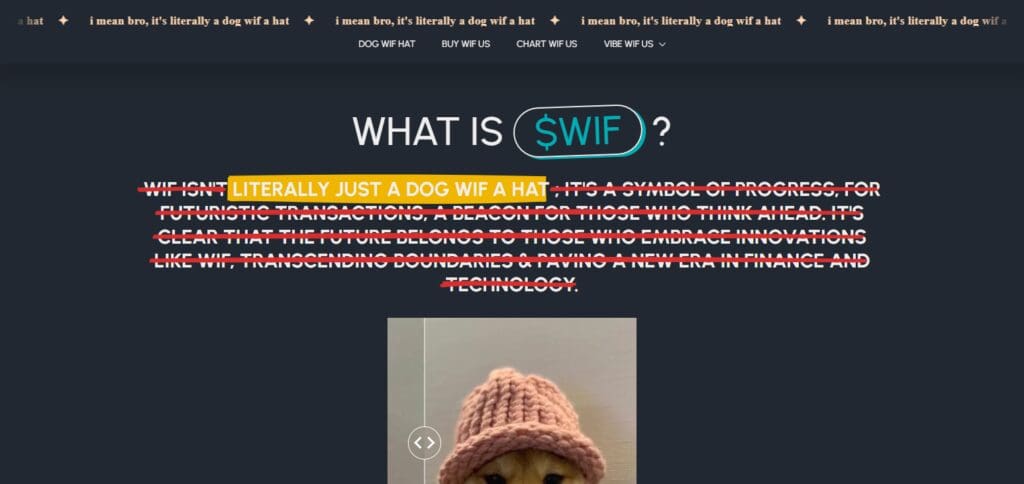 dogwifhat (WIF) Top Altcoins On Solana Network