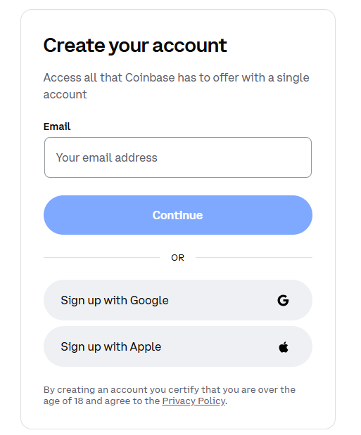 Log in to your Coinbase Account: