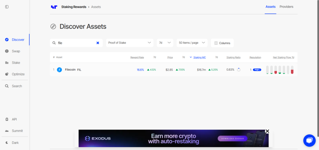 Step 1. Explore Staking Opportunities on StakingRewards.com
