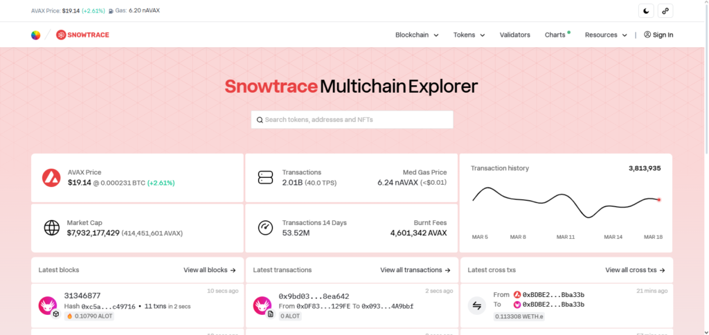Explorer: https://snowtrace.io/