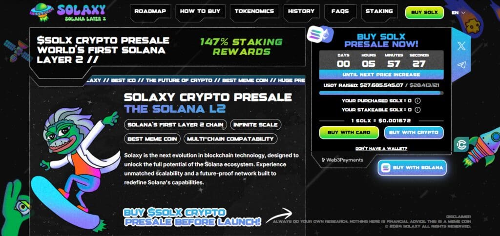 10 New Ethereum Tokens Launching Soon – Stay Ahead of the Market 3 Solaxy (SOLX)