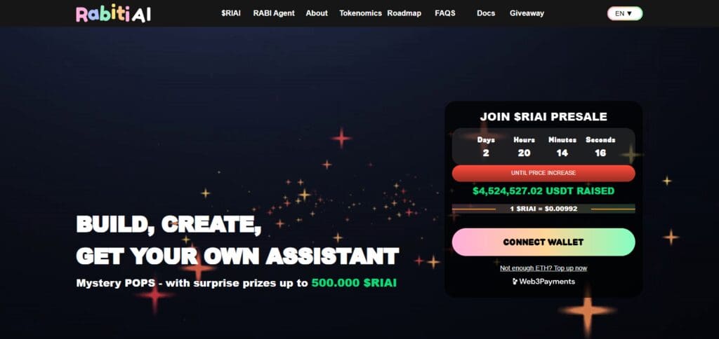 10 New Ethereum Tokens Launching Soon – Stay Ahead of the Market 4 Rabiti AI (RIAI)
