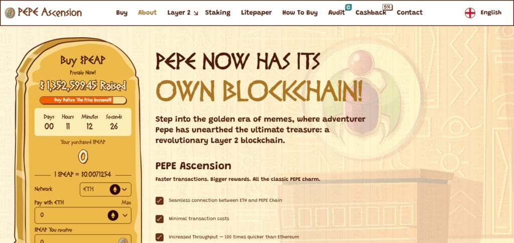 10 New Ethereum Tokens Launching Soon – Stay Ahead of the Market 6 Pepe Ascension (PEAP)