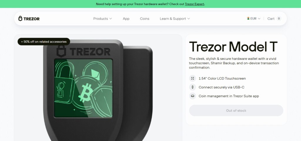 10 Best High-Security Crypto Wallets 5 Trezor Model T