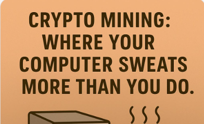 Crypto mining: where your computer sweats more than you do.