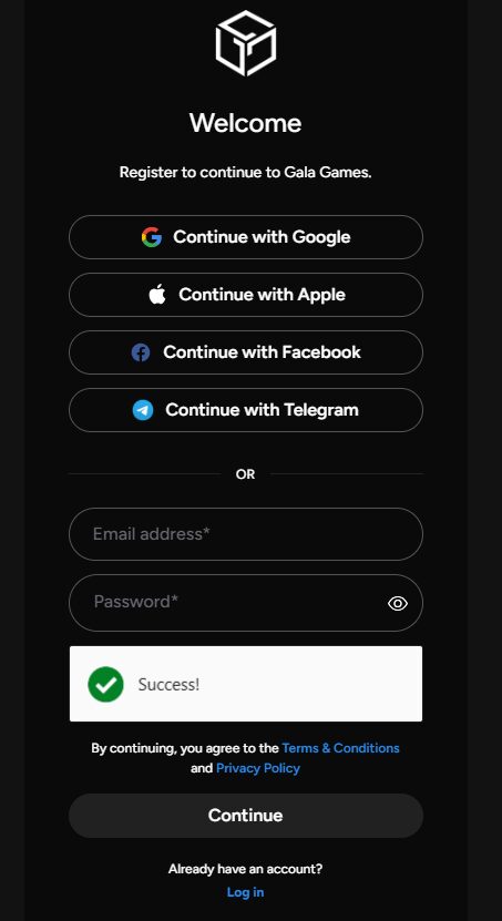 Creating an Account on Gala Games