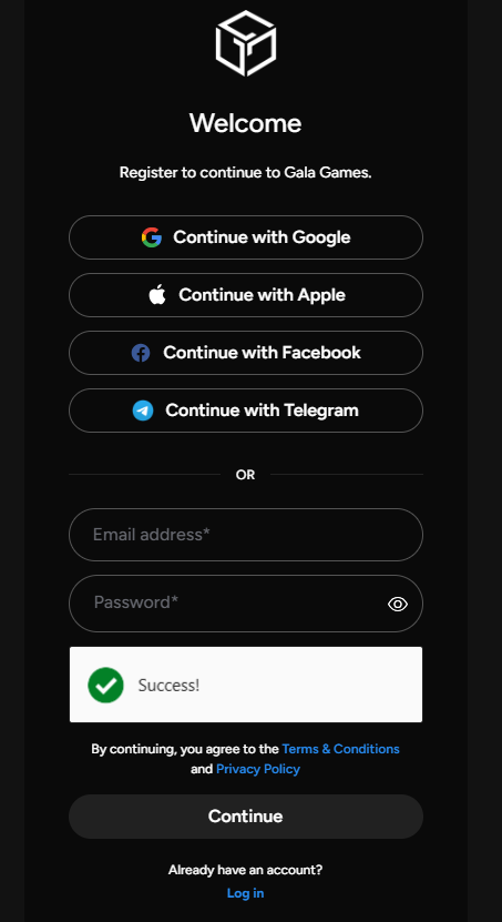 Creating an Account on Gala Games