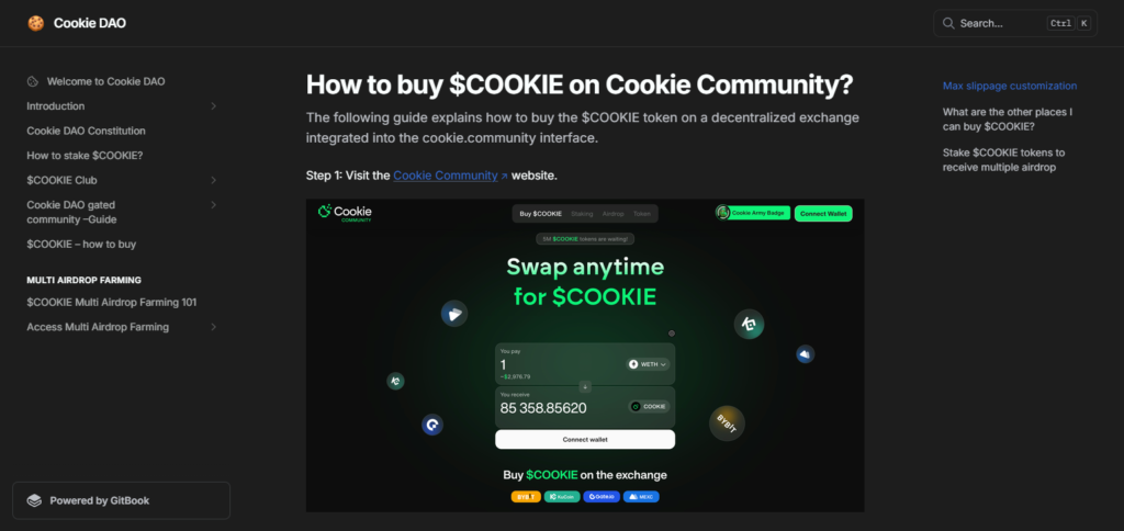 Navigate to Cookie Community DEX