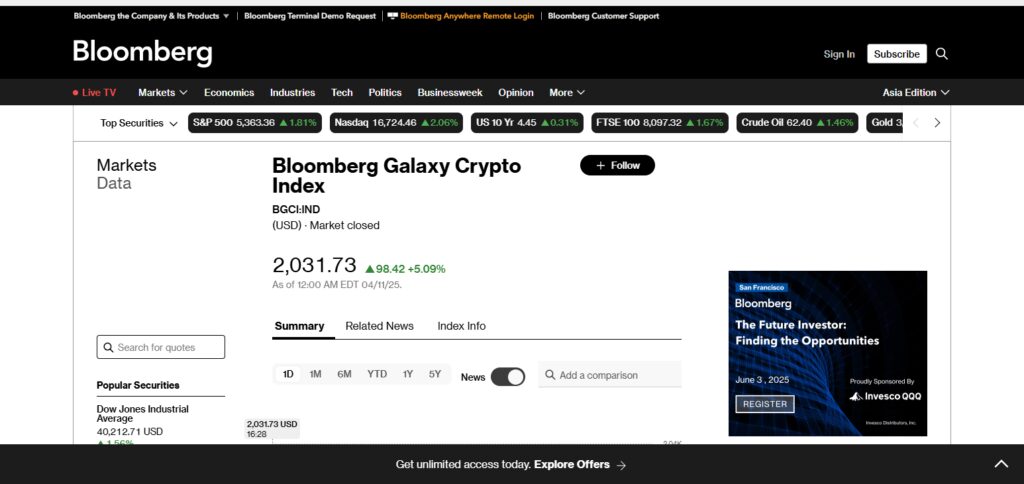 Bloomberg Galaxy Crypto Index