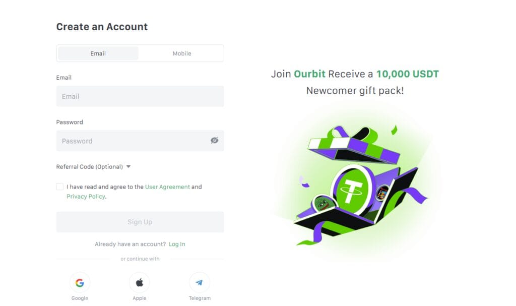 How to Sign Up on Ourbit Exchange?