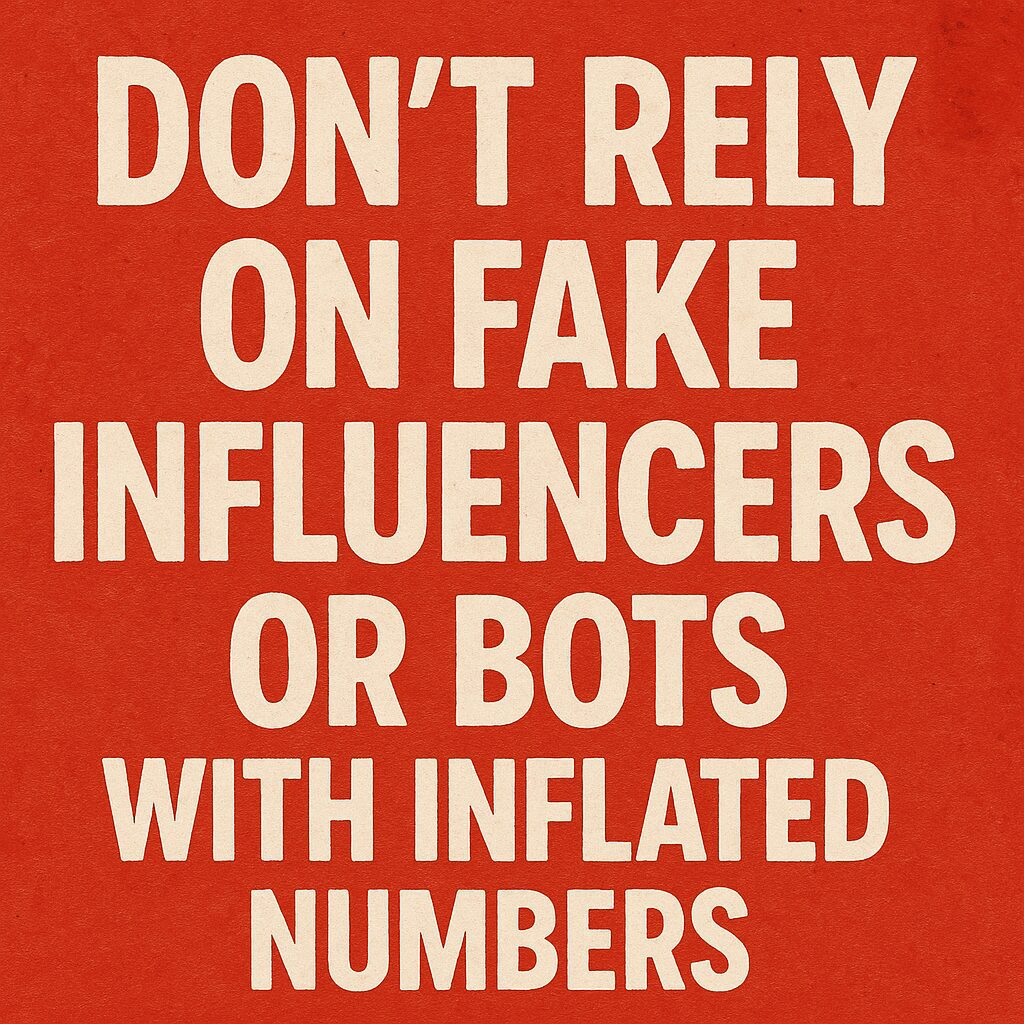 Don’t rely on fake influencers or bots with inflated numbers