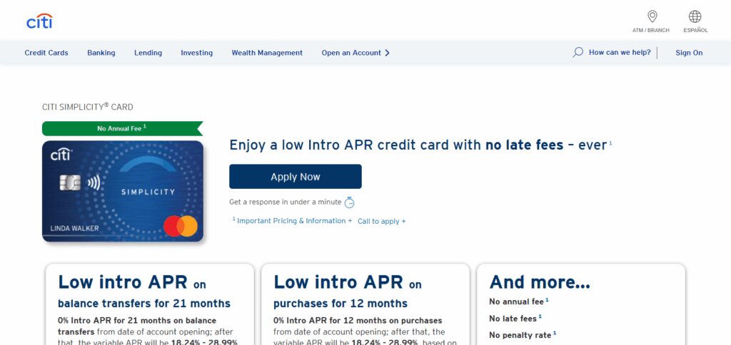 Citi Simplicity Card