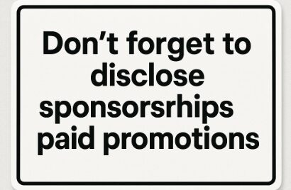 Don’t forget to disclose sponsorships or paid promotions