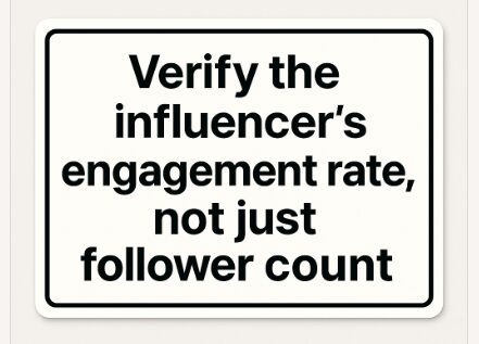 Verify the influencer’s engagement rate, not just follower count