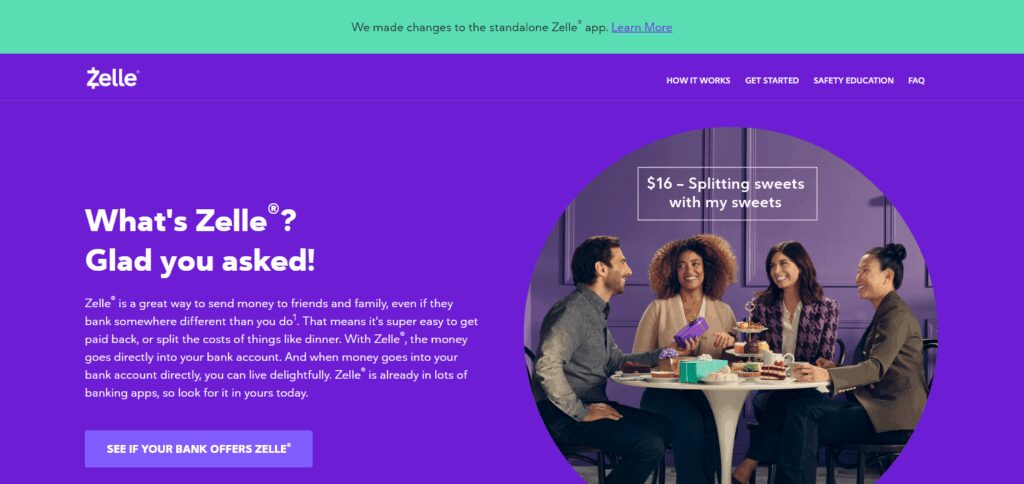 Zelle (supported by various U.S. banks) Zelle