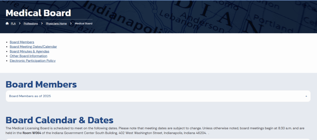 10 Indiana Professional Licensing Agency - License Info & Services 2 Medical Licensing Board of Indiana