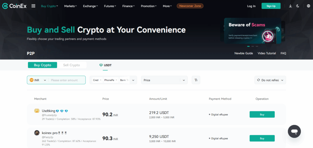 Top P2P Crypto Platforms Offering High Liquidity and Fast Transactions 6 CoinEx P2P