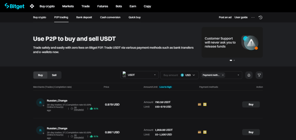 Top P2P Crypto Platforms Offering High Liquidity and Fast Transactions 8 Bitget P2P