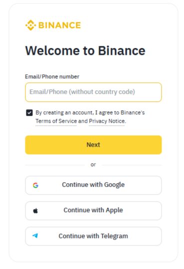 Sign Up For A Binance Account 