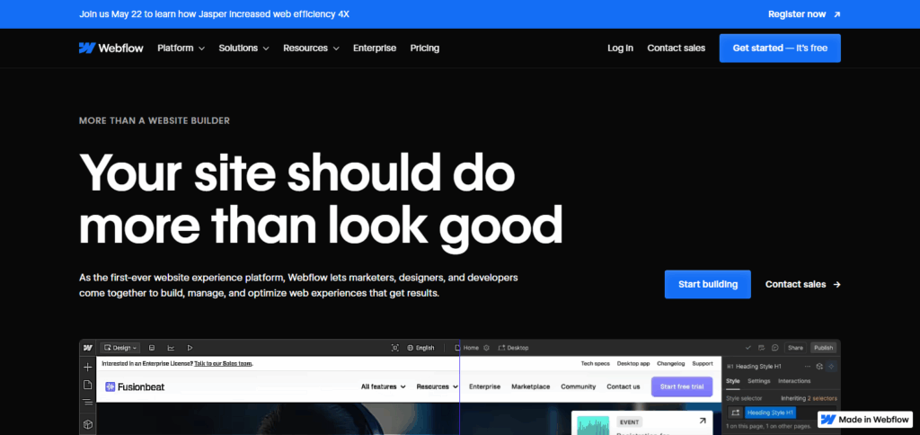 How to Build a Tech Portfolio: Step-by-Step Guide 6 Webflow