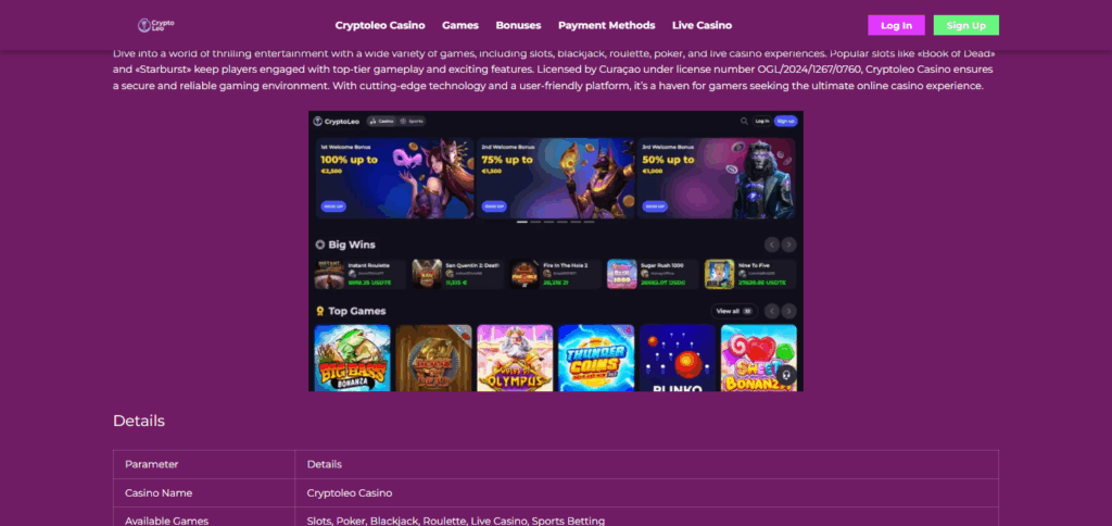 10 Best MuchBetter Casinos In 2025 3 CryptoLeo Casino